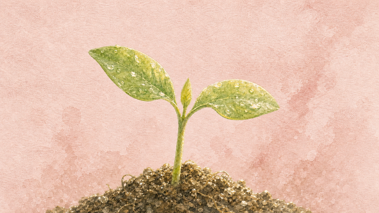 Watercolor young seedling breaking through soil for Faith
