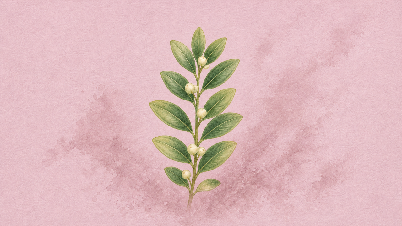 Centered watercolor evergreen myrtle sprig for Faithfulness