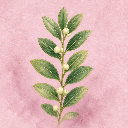Centered watercolor evergreen myrtle sprig for Faithfulness