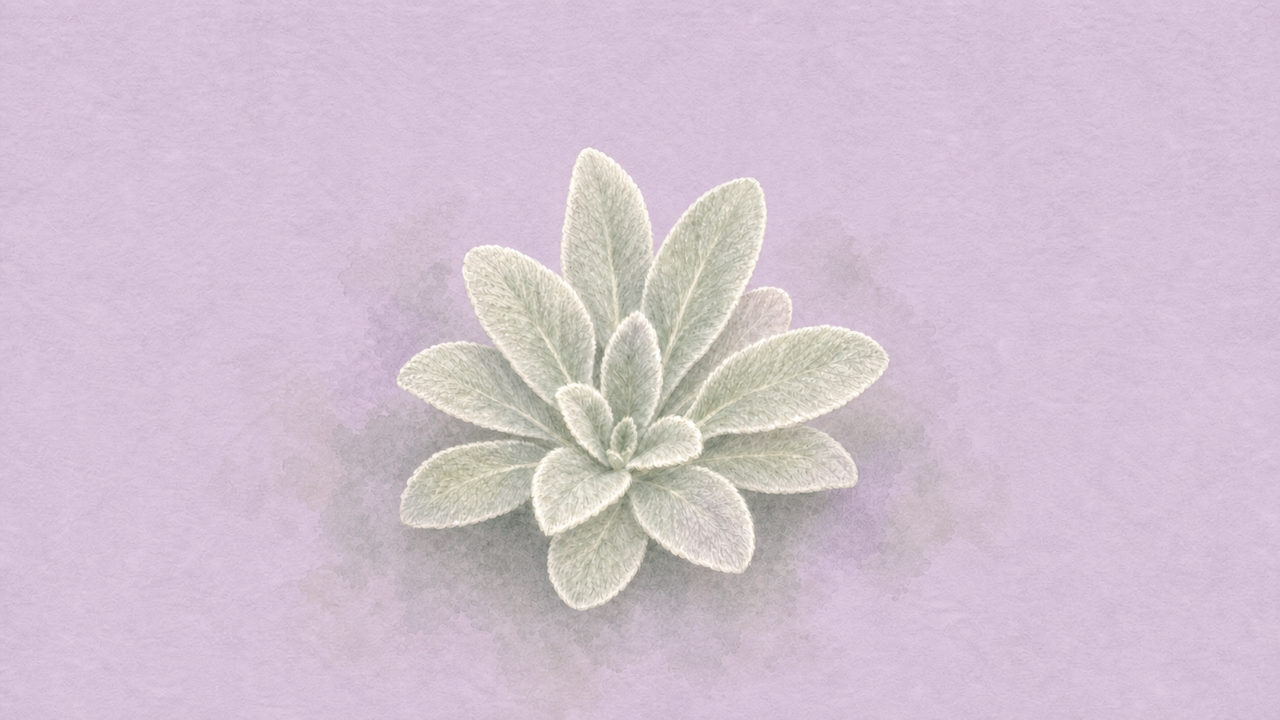 Centered watercolor soft lambs ear rosette for Gentleness