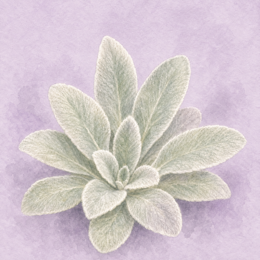 Centered watercolor soft lambs ear rosette for Gentleness