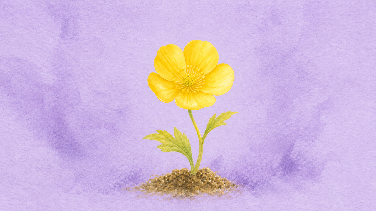 Centered watercolor golden buttercup for Joy