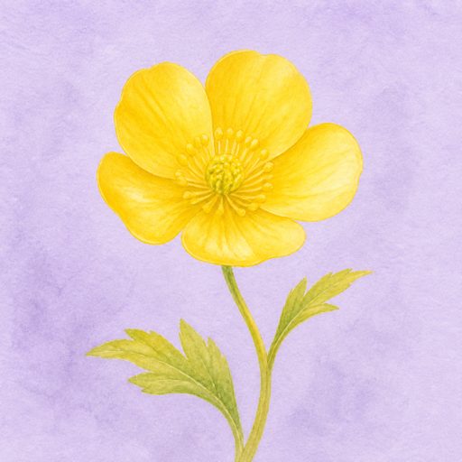 Centered watercolor golden buttercup for Joy