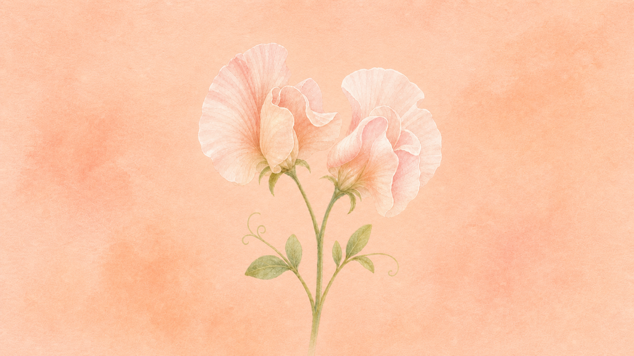 Centered watercolor sweet pea blossoms for Kindness