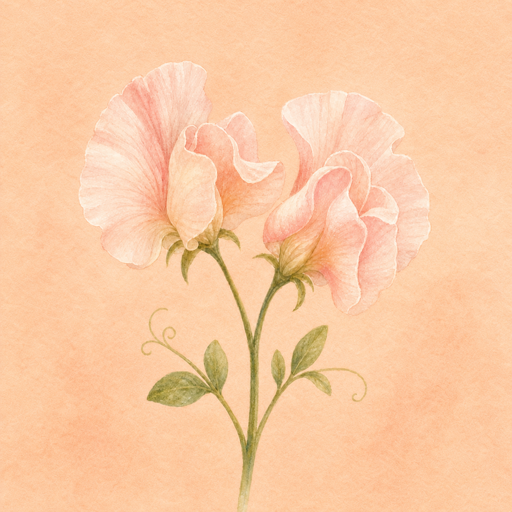 Centered watercolor sweet pea blossoms for Kindness