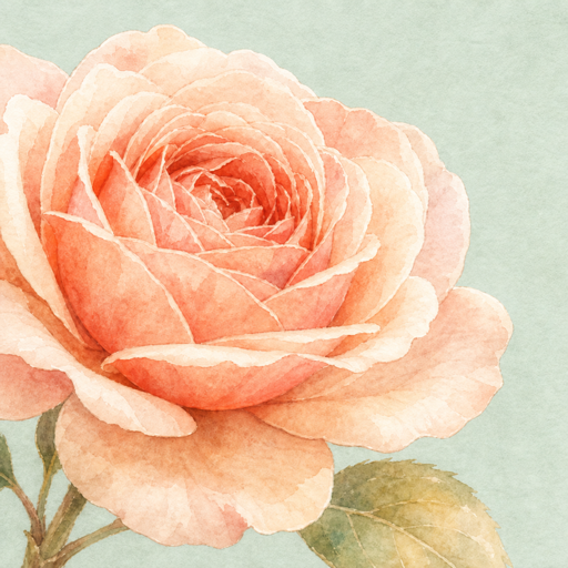 Watercolor blush rose bloom opening warmly for Love