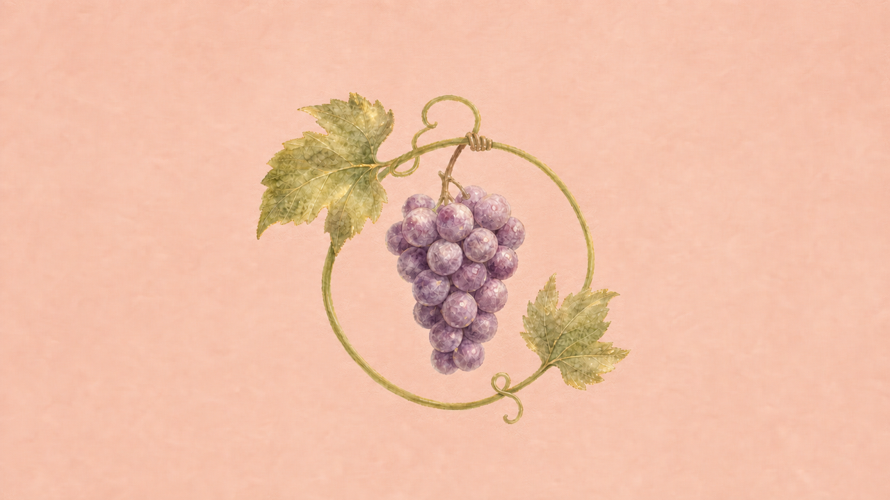 Centered watercolor trained grapevine for Self-control
