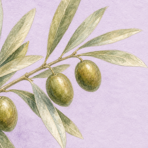 Watercolor silver-green olive branch with small olives for Wisdom